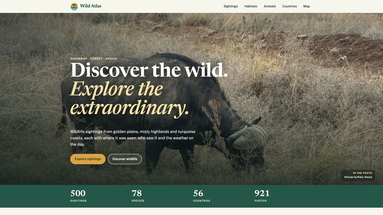 Wild Atlas, built by @maxine-mwanda